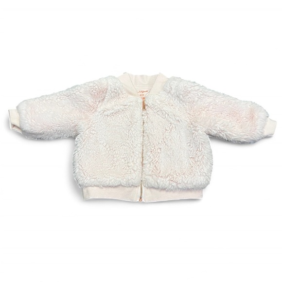 Cat & Jack Pink Faux Fur Zip-Up Girls Jacket Toddler Winter Coat size 6-9 months - Picture 1 of 7